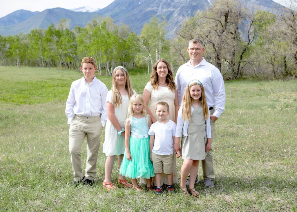 family portrait in mountains