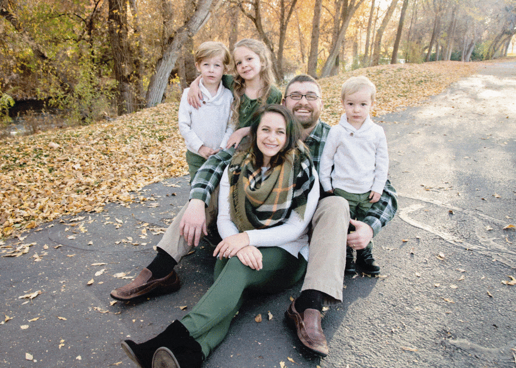 family on riverwoods path