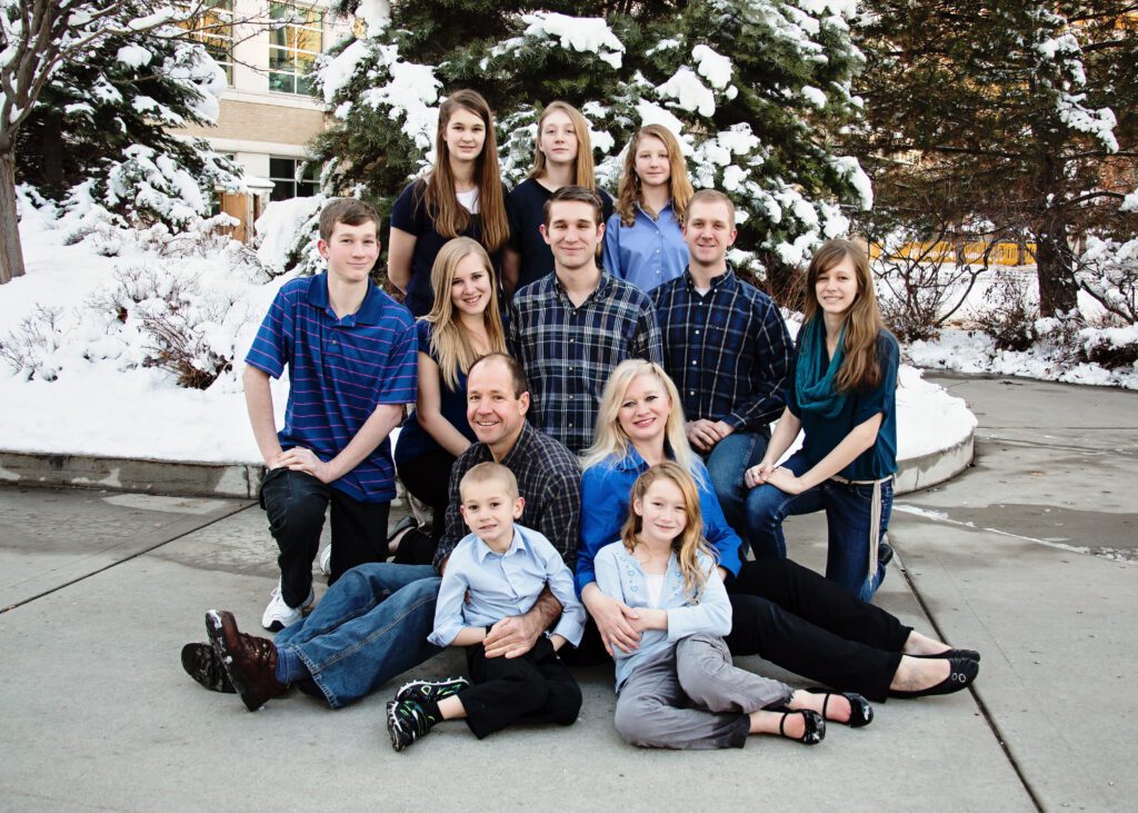 family in snow