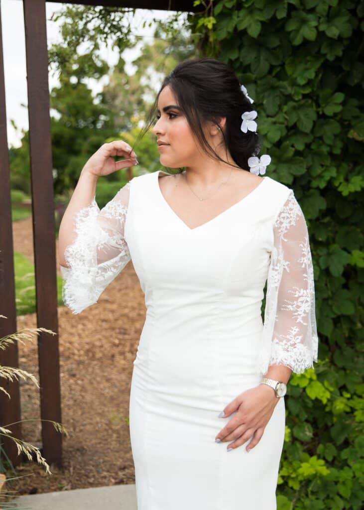 bride playing with hair