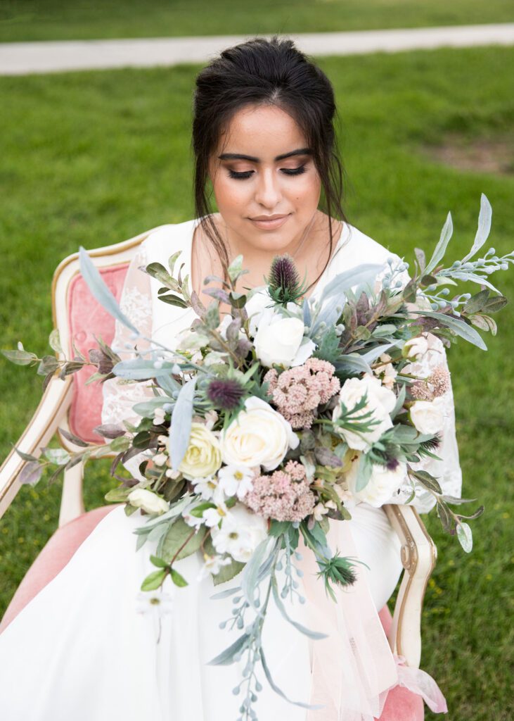 bride with florals