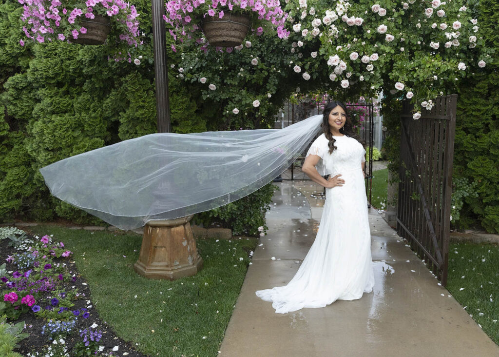 bride with flowing veil