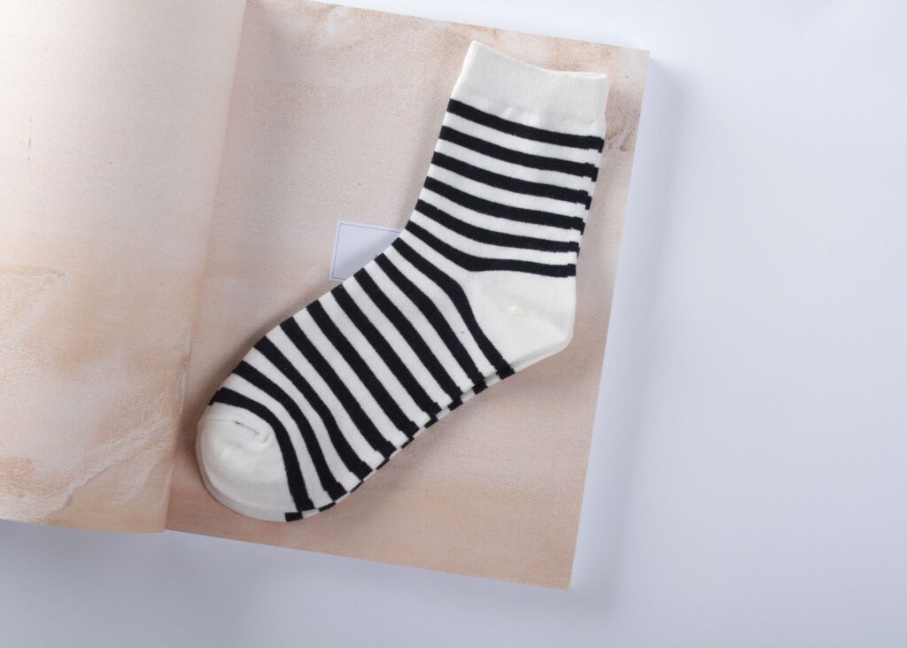 black and white striped sock